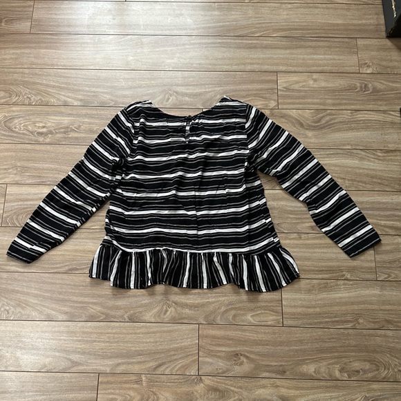 Gap Black & White Striped Long Sleeve Peplum Blouse Size Small - Picture 12 of 12
